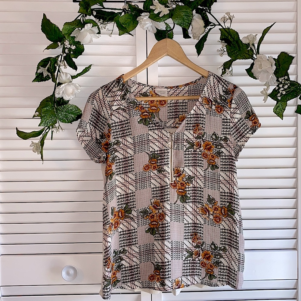 floral zip-up shirt